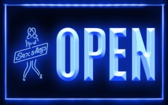 Open Sex Shop Logo Neon Light Sign